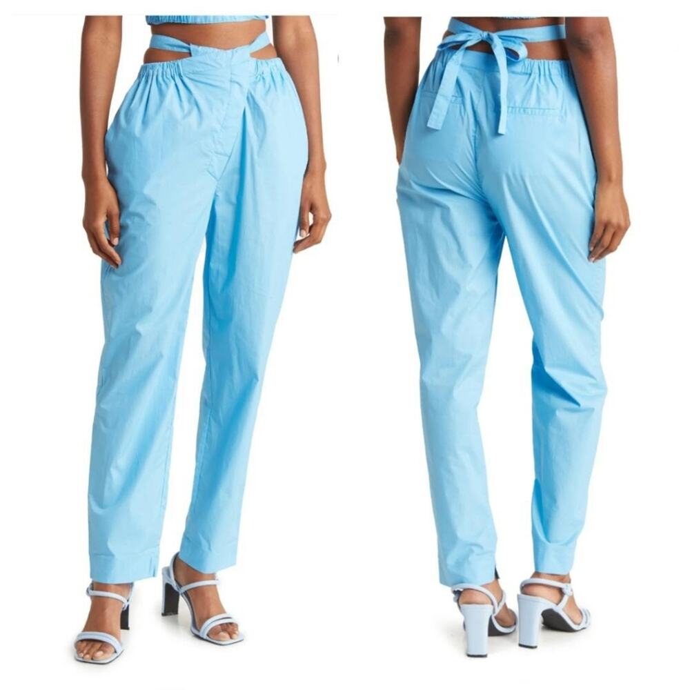 Nicholas Women's Taron Cotton High Waisted Button Fly Pants in Blue 6 - Picture 1 of 10
